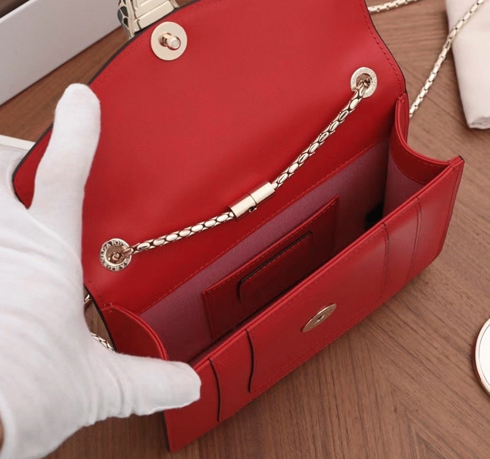Fake Bvlgari Serpenti Forever Small Crossbody Bag Red Leather