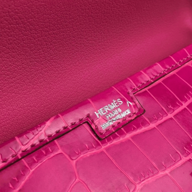 Rose Red Crocodile Leather Replica Hermes Jige Elan 29 Elegant Clutch