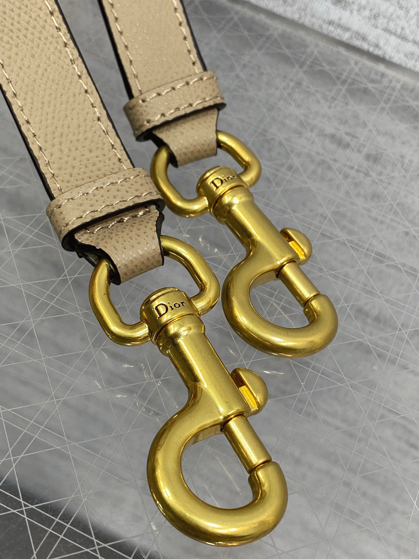 Dior Saddle Bag with Strap Replica in Sand Grained Calfskin