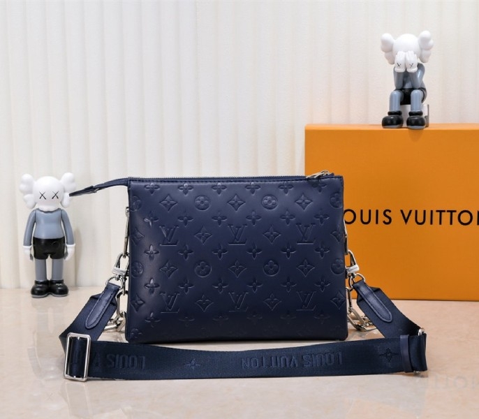Louis Vuitton Coussin PM Bag In Navy Blue With Jacquard Strap