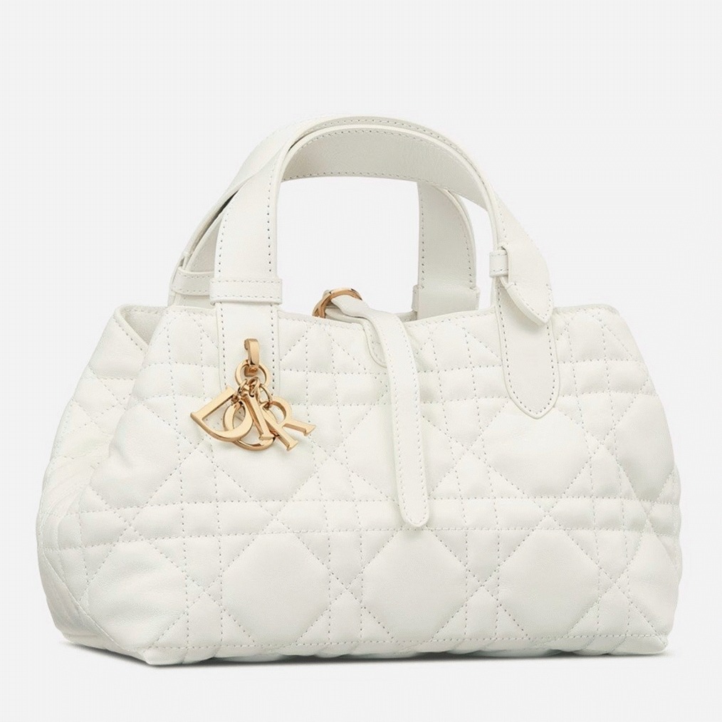 Dior Toujours Small Bag Knockoff in White Macrocannage Calfskin