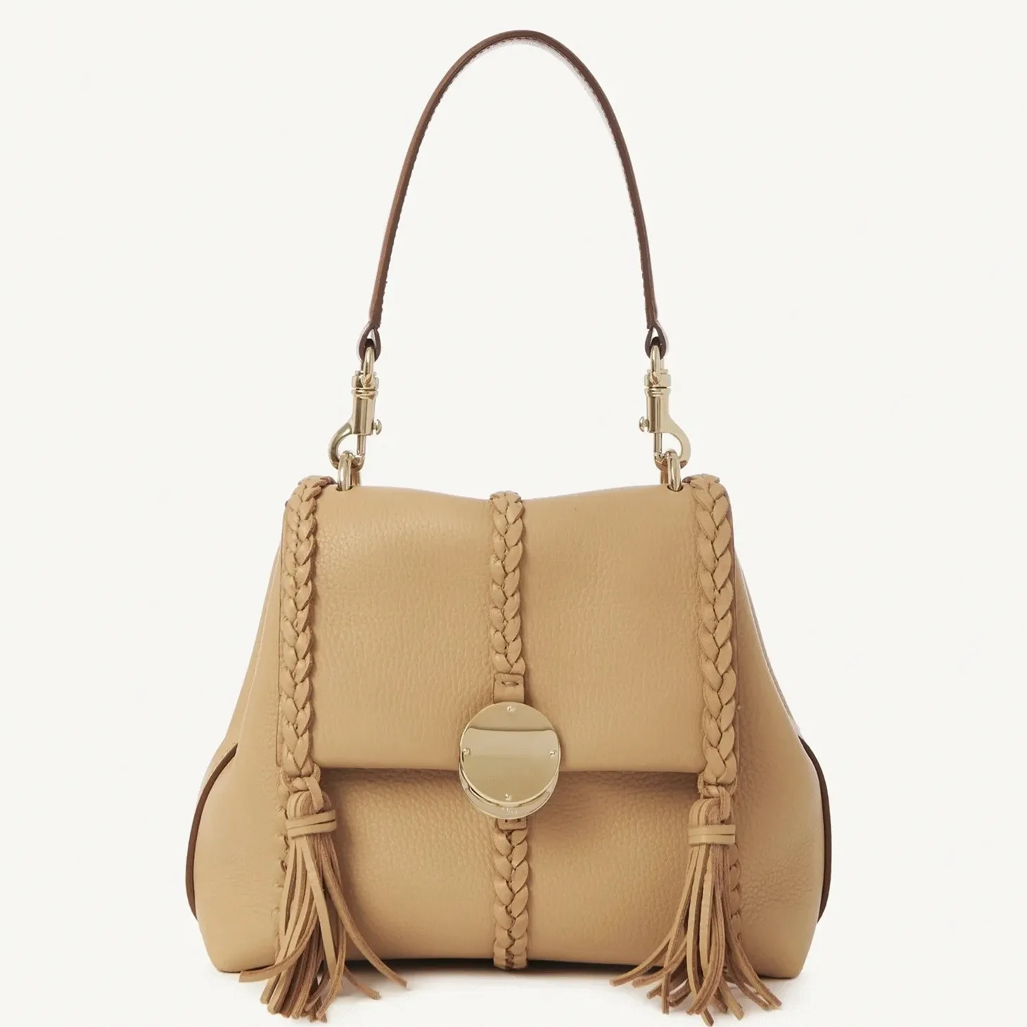 Top Quality Replica Chloe Penelope Small Shoulder Bag in Beige Grained Calfskin