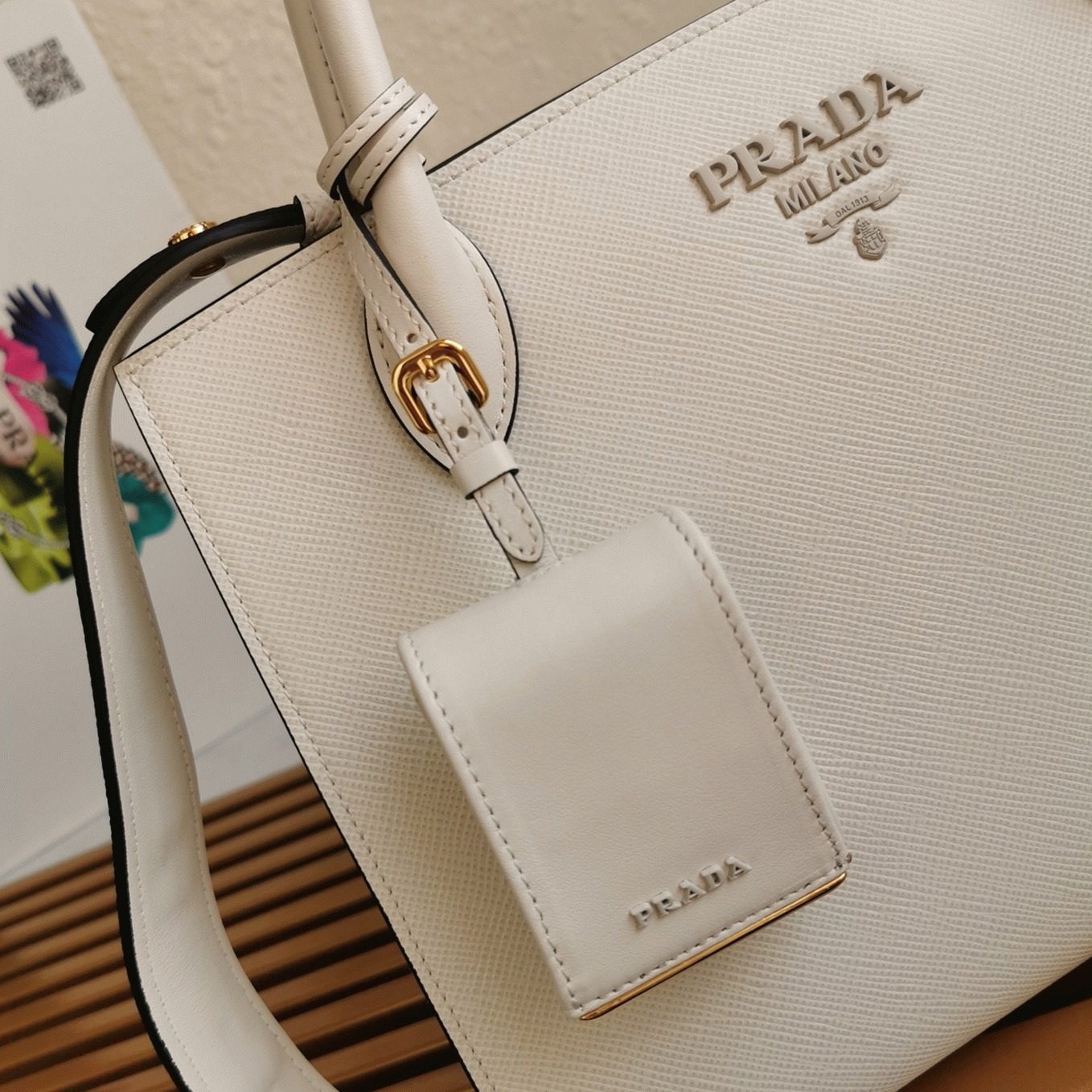 Prada Monochrome Medium Bag Fake in White