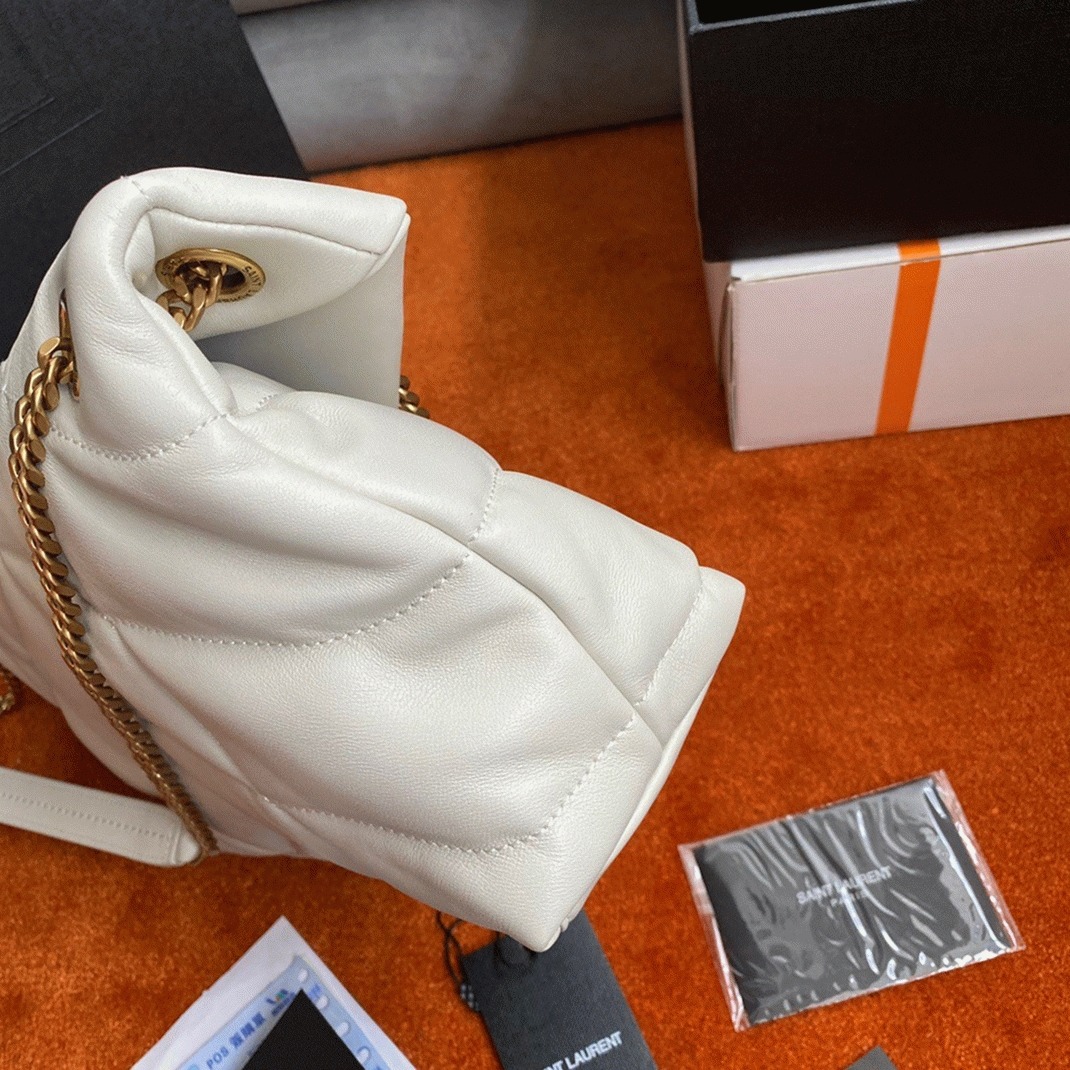 Replica Saint Laurent Puffer Small Chain Bag White Lambskin