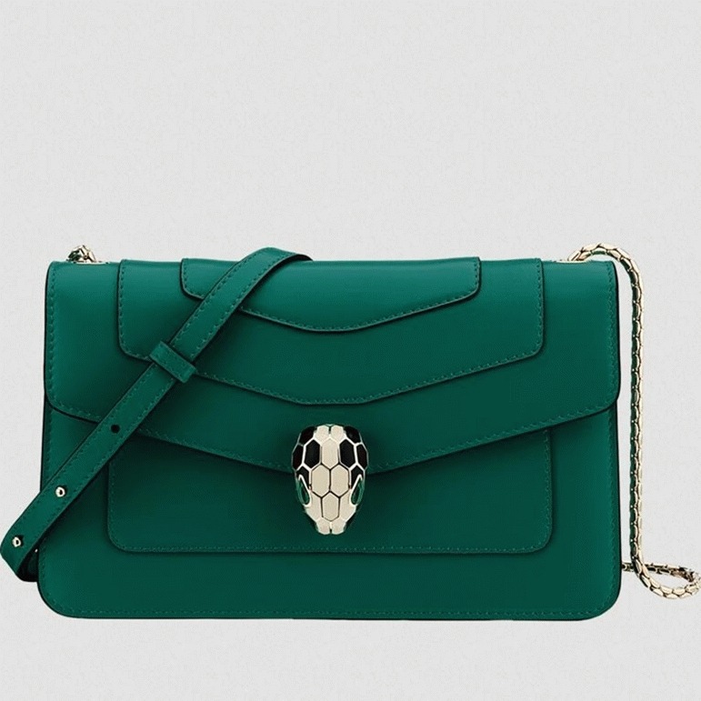 Replica Bvlgari Serpenti Forever Small Cross-body Bag Green Calfskin
