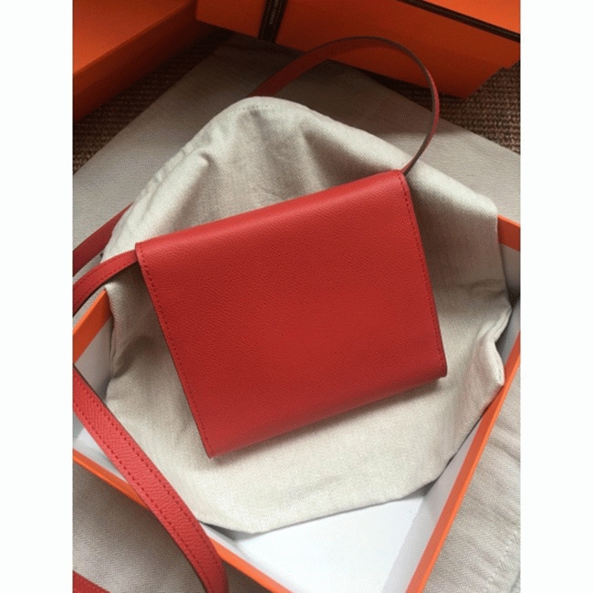 Red luxury replica Hermes Clic wallet with strap