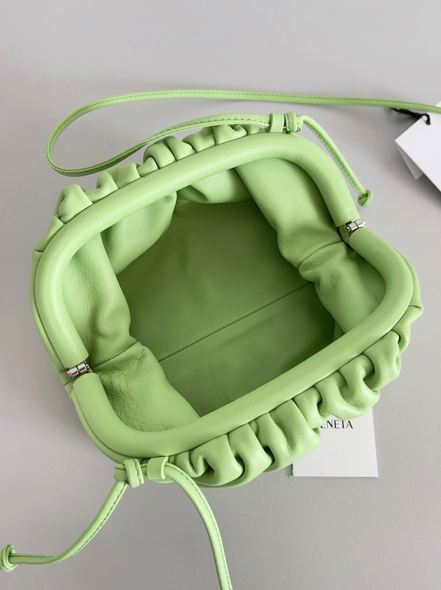 Fake Bottega Veneta Mini Pouch with Strap Pistachio