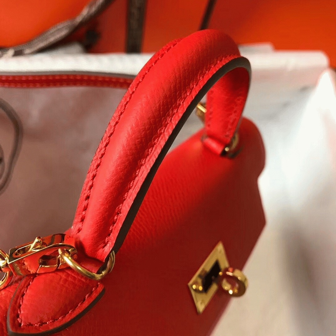 Hermes Kelly Mini II Bag Replica in Rouge Casaque