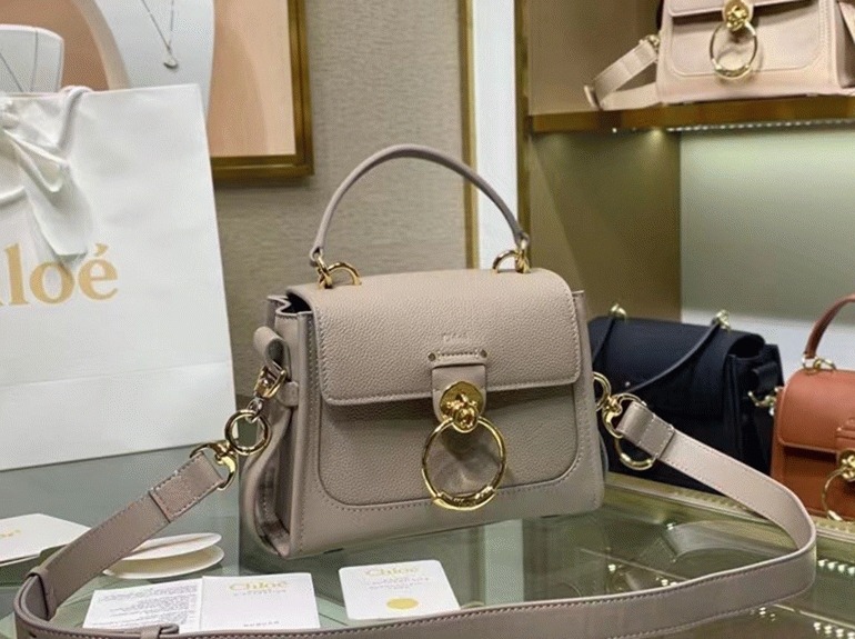 Top Quality Fake Chloe Mini Tess Day Bag In Grey Grained Leather