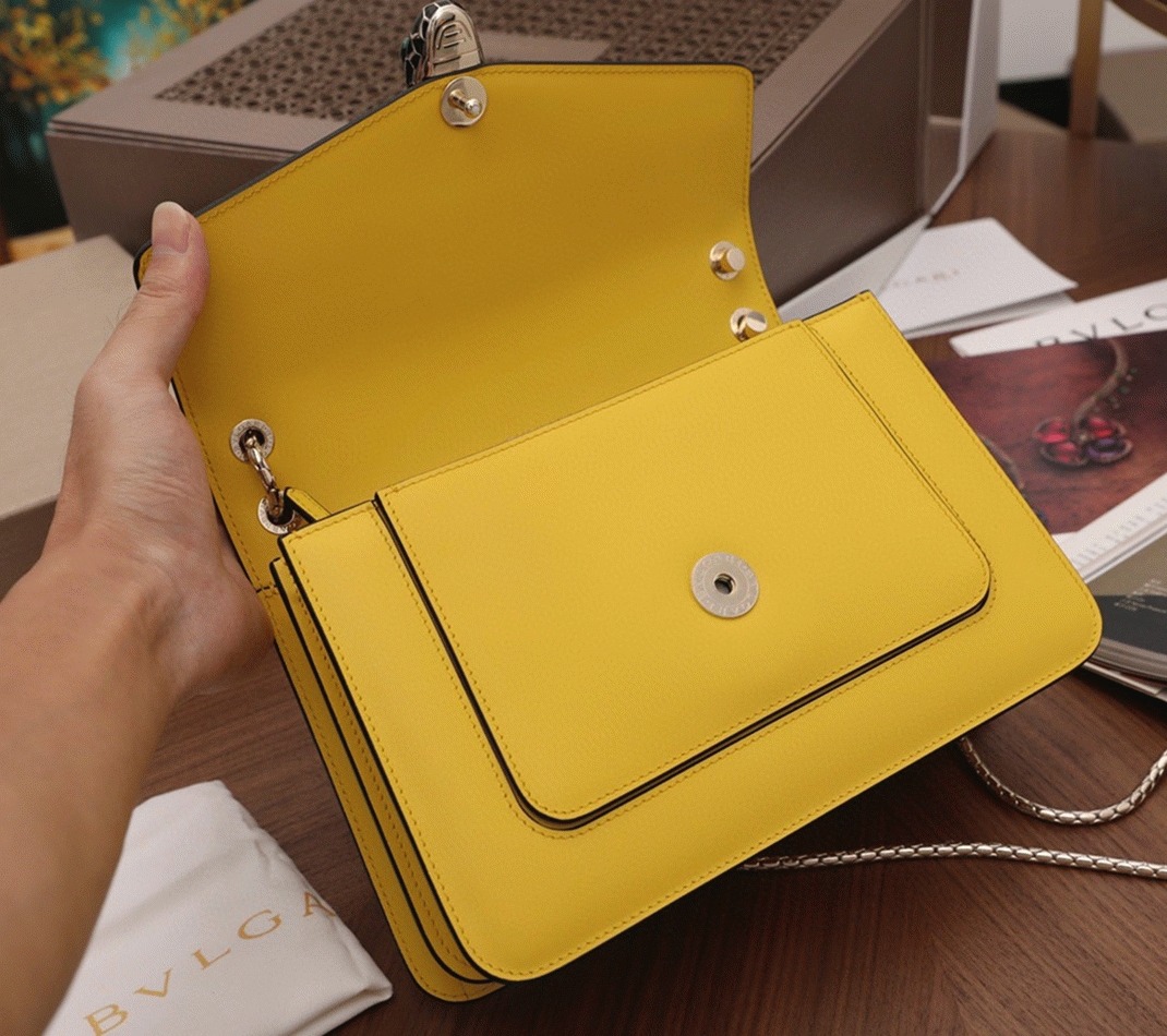 Replica Bvlgari Serpenti Forever Medium Shoulder Bag Yellow Calfskin