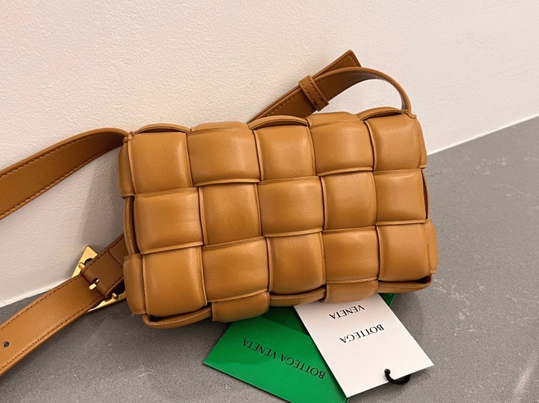 Faux Bottega Veneta Small Padded Cassette Bag Camel