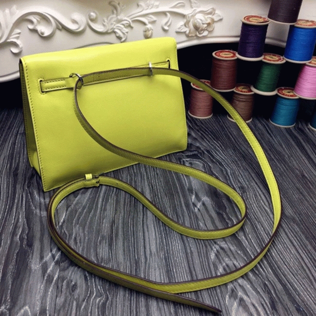 Yellow Swift Leather Copy Hermes Kelly Danse Bright Handbag