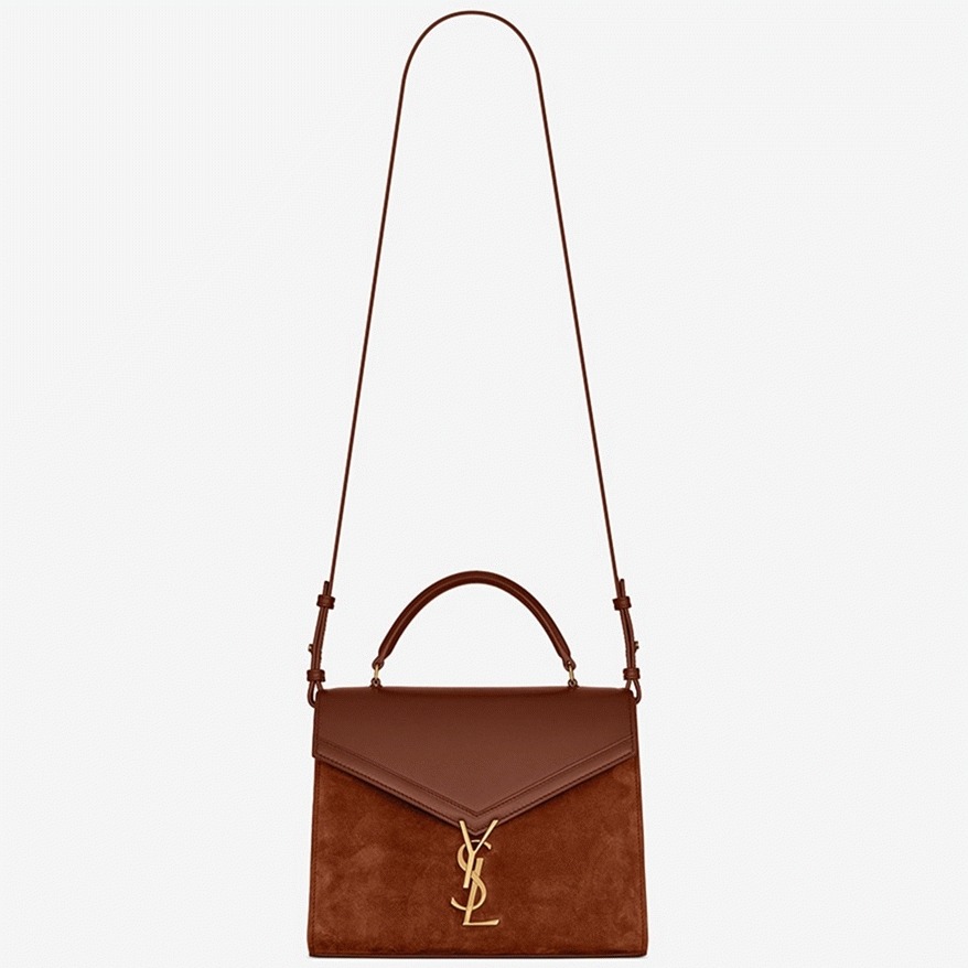 Fake Saint Laurent Cassandra Medium Bag Brown Suede