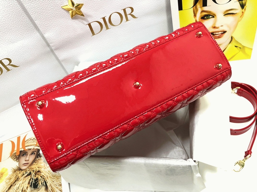 Dior Lady Dior Large Bag Fake in Red