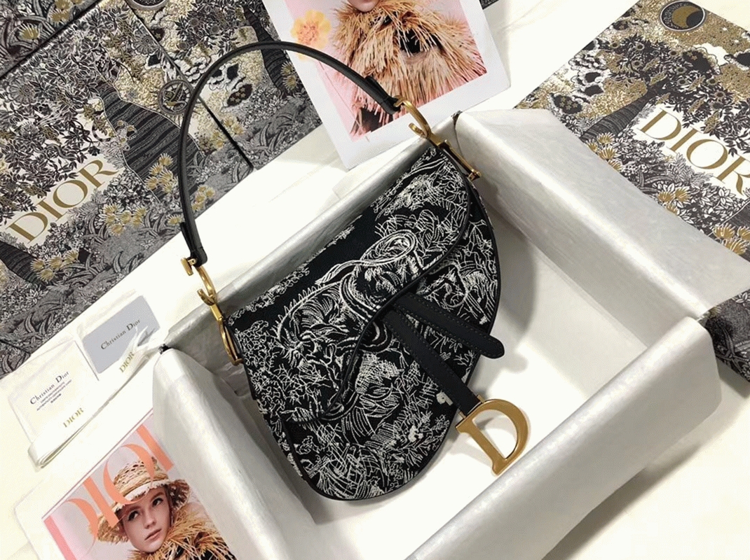Dior Saddle Bag Knockoff in Blue Toile de Jouy Reverse Jacquard