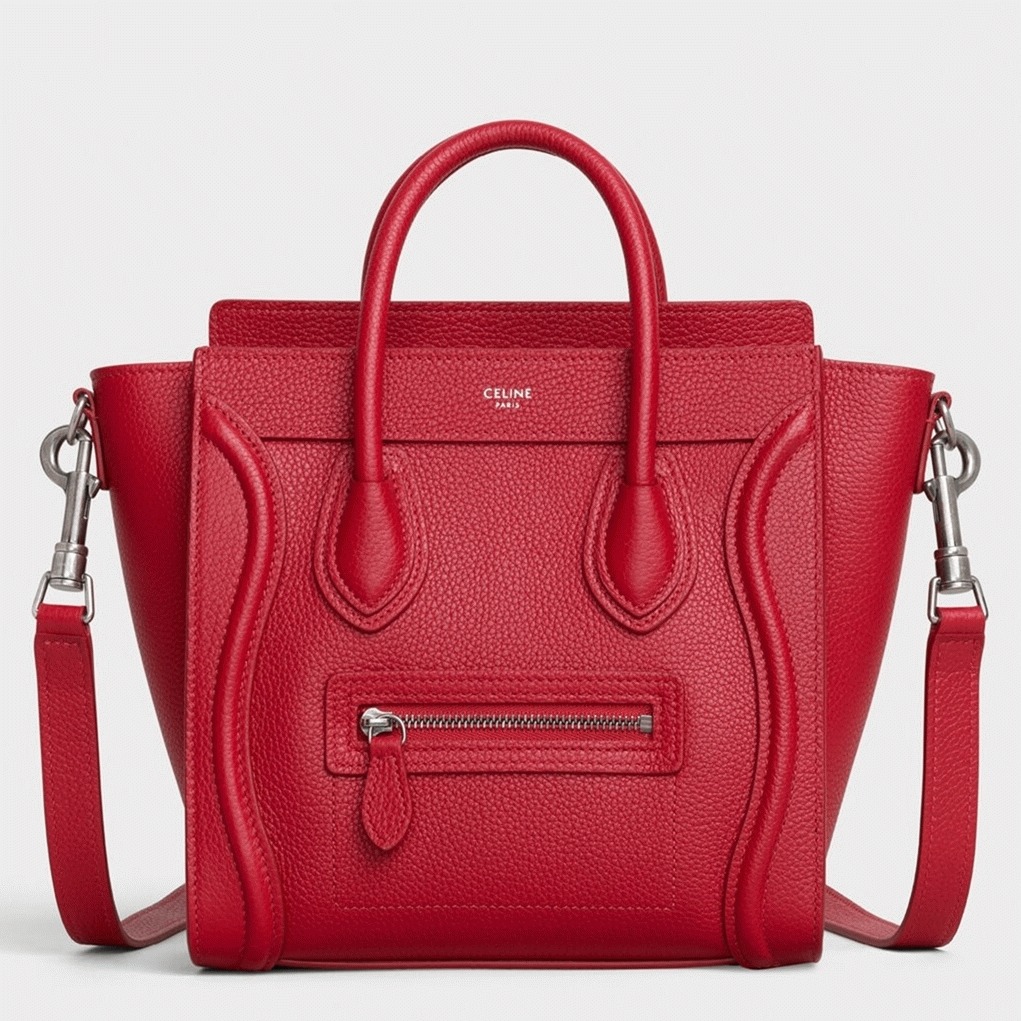 Celine Nano Luggage Tote Bag Fake in Red