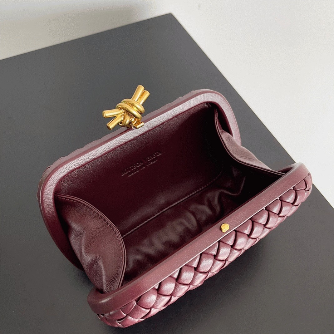 Fake Bottega Veneta Knot Minaudiere Clutch Bordeaux