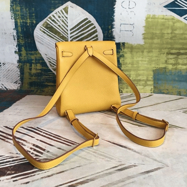 Yellow Clemence Fake Hermes Kelly Ado PM Backpack