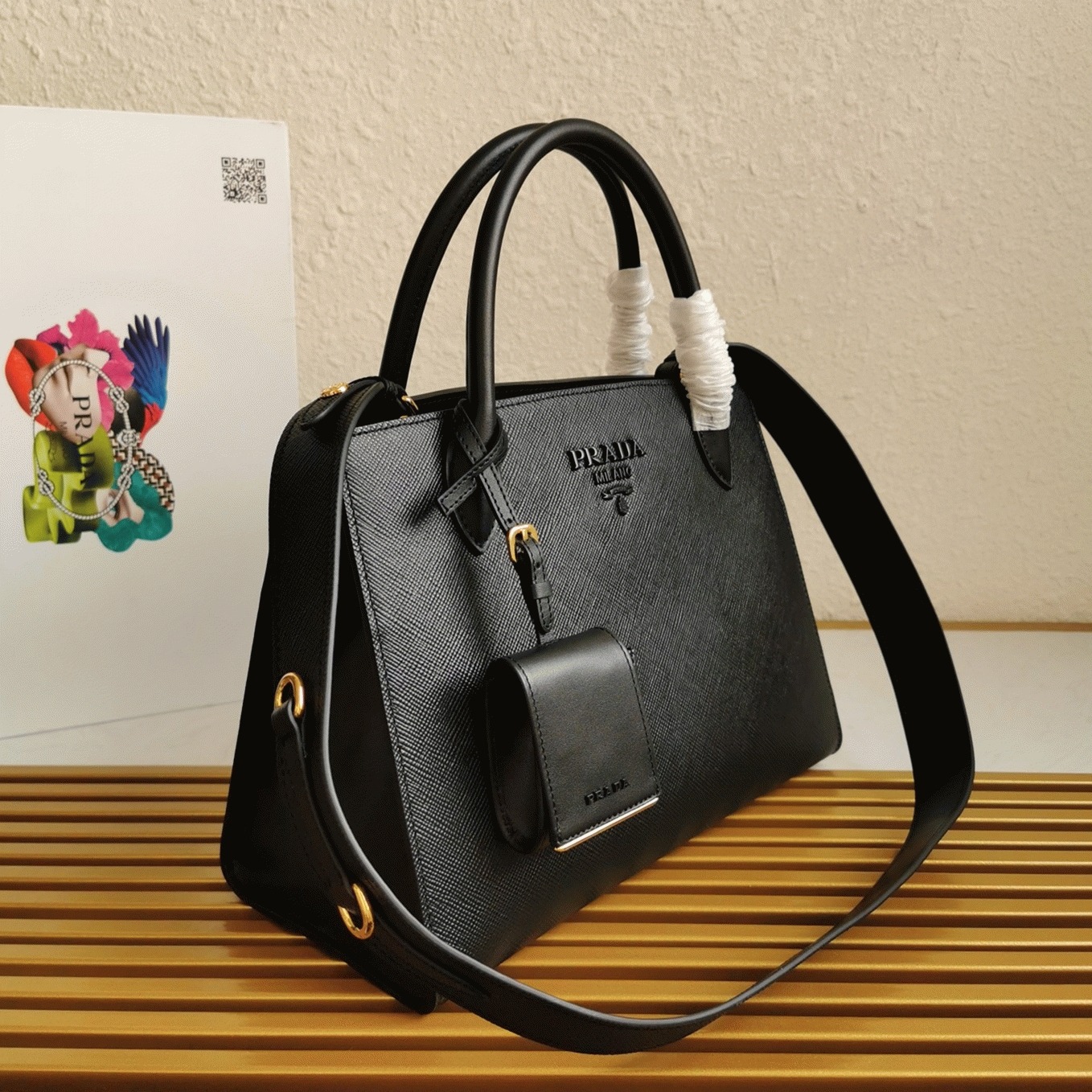 Prada Monochrome Medium Bag Knockoff in Black