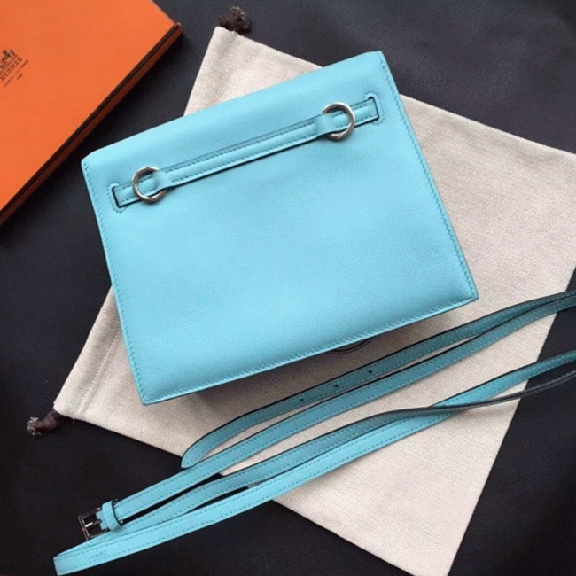 Celeste Swift Leather Fake Hermes Kelly Danse Light Blue Purse