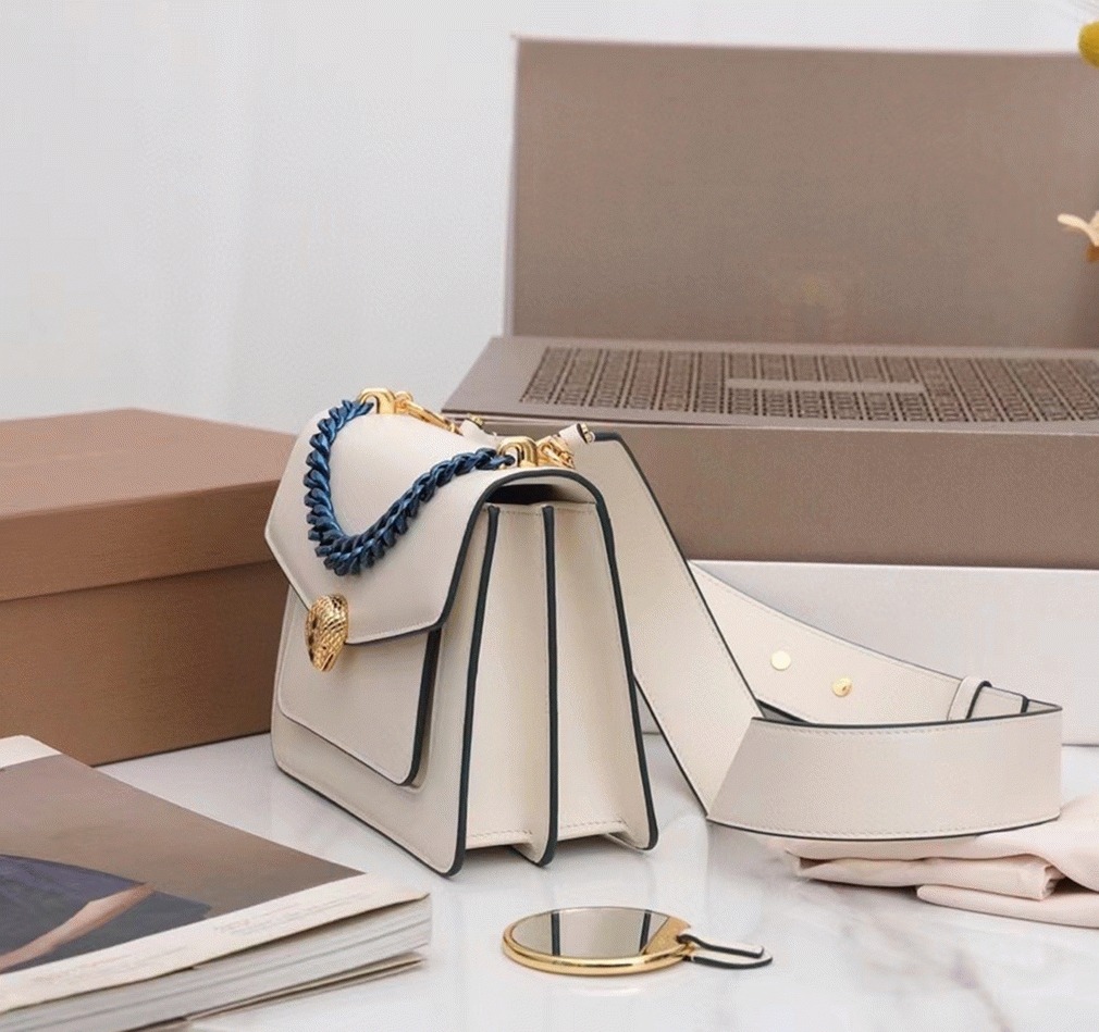 Fake Bvlgari Serpenti Forever Small Crossbody Bag with Chain Ivory