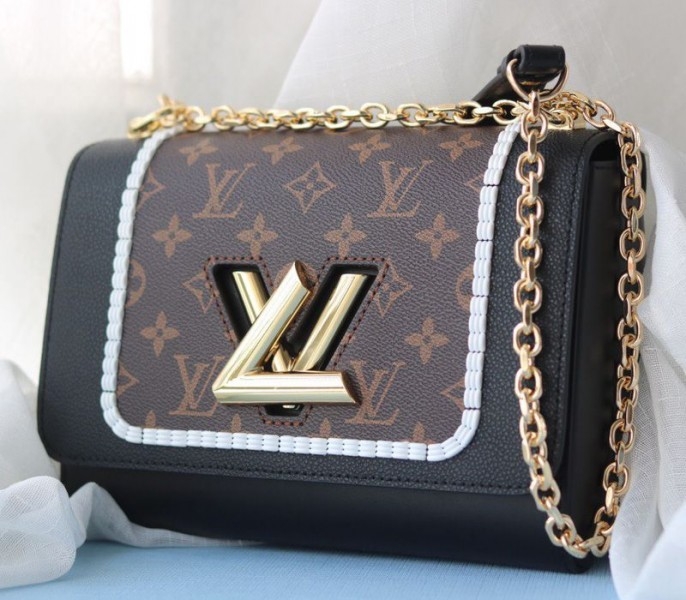 Louis Vuitton Twist MM Canvas Trompe loeil Braid Bag In Black