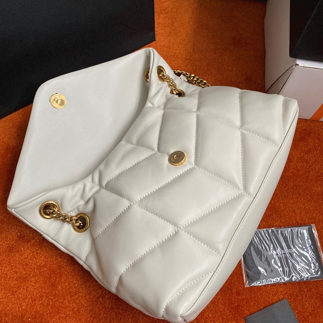 Replica Saint Laurent Puffer Small Chain Bag White Lambskin