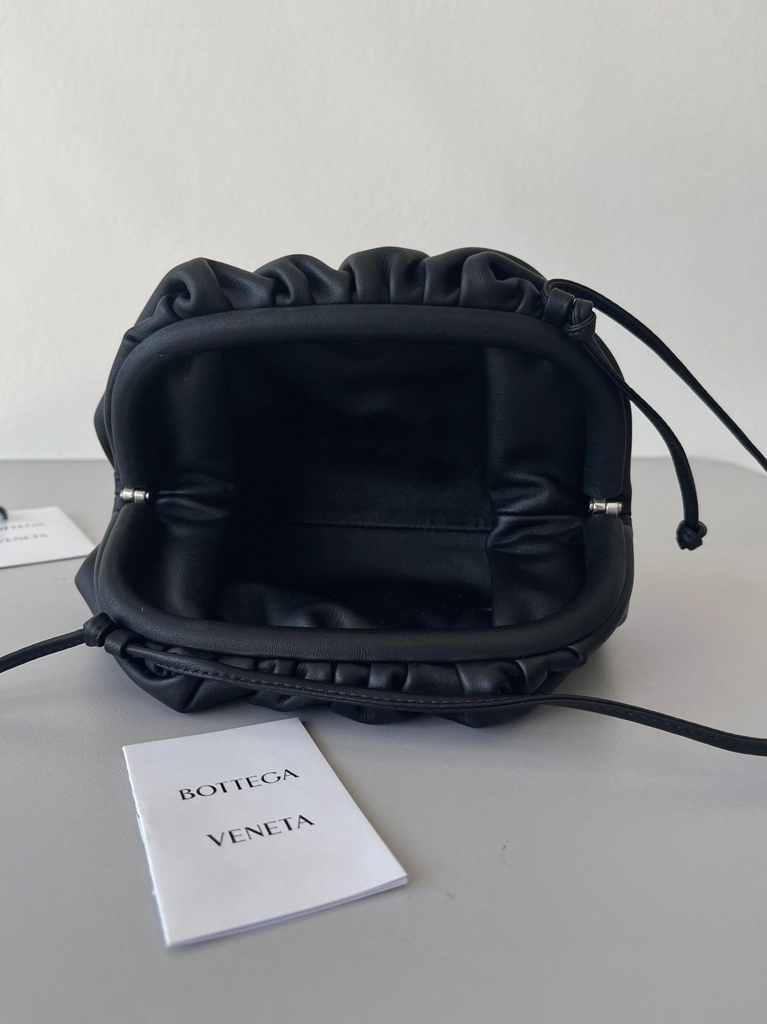 Knockoff Bottega Veneta Mini Pouch with Strap Black