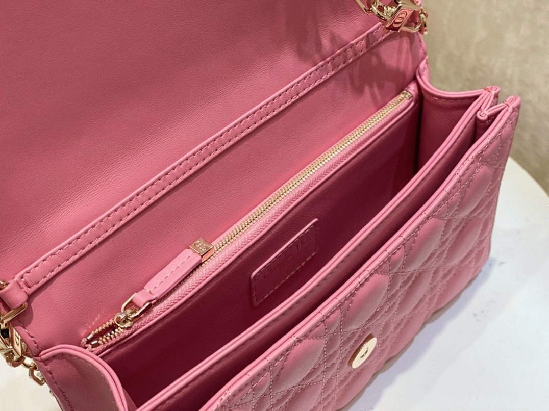 Dior Miss Dior Top Handle Bag Replica in Melocoton Pink Cannage Lambskin
