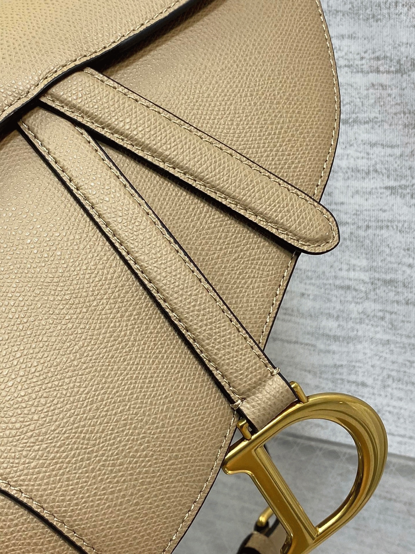 Dior Saddle Bag with Strap Replica in Sand Grained Calfskin
