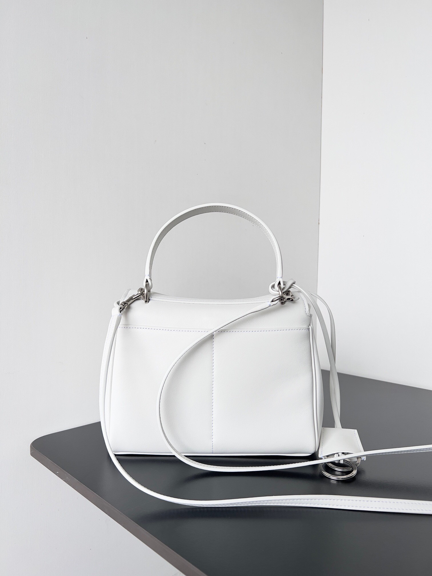 Balenciaga White Rodeo Crocodile Embossed Calfskin Replica Large Bag