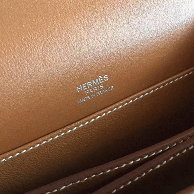 Caramel replica Hermes Mini Sac Roulis handbag