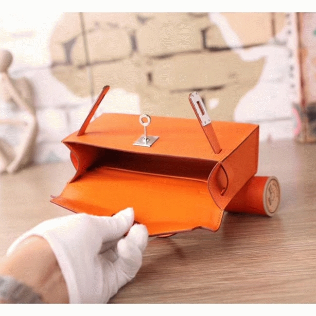 Orange Epsom Fake Luxury Hermes Kelly Mini II 20cm Handbag