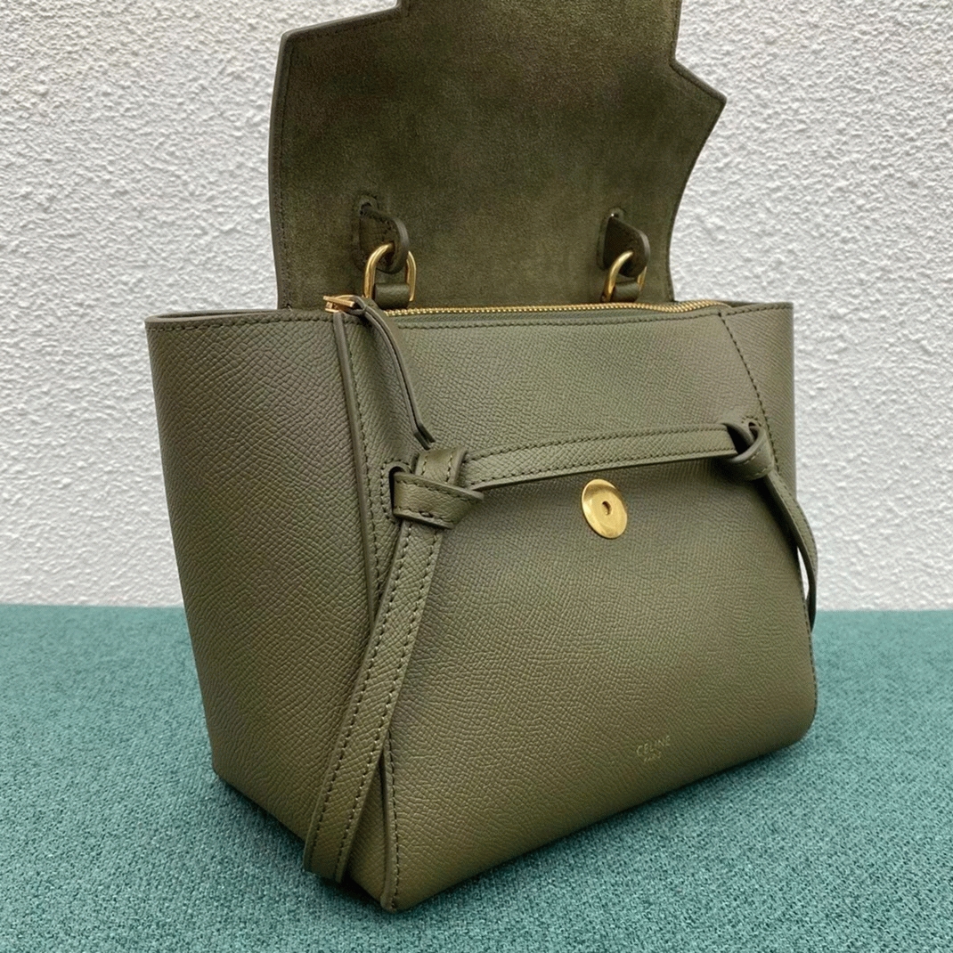 Celine Belt Nano Bag Fake in Army Green