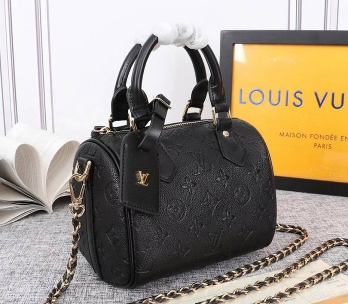 Louis Vuitton Monogram Empreinte Speedy BB Handbag In Black