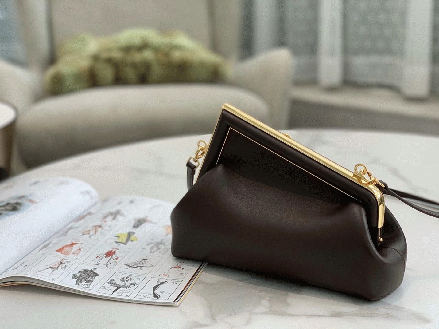 Top Quality Knockoff Fendi First Medium Bag In Dark Brown Nappa Leather