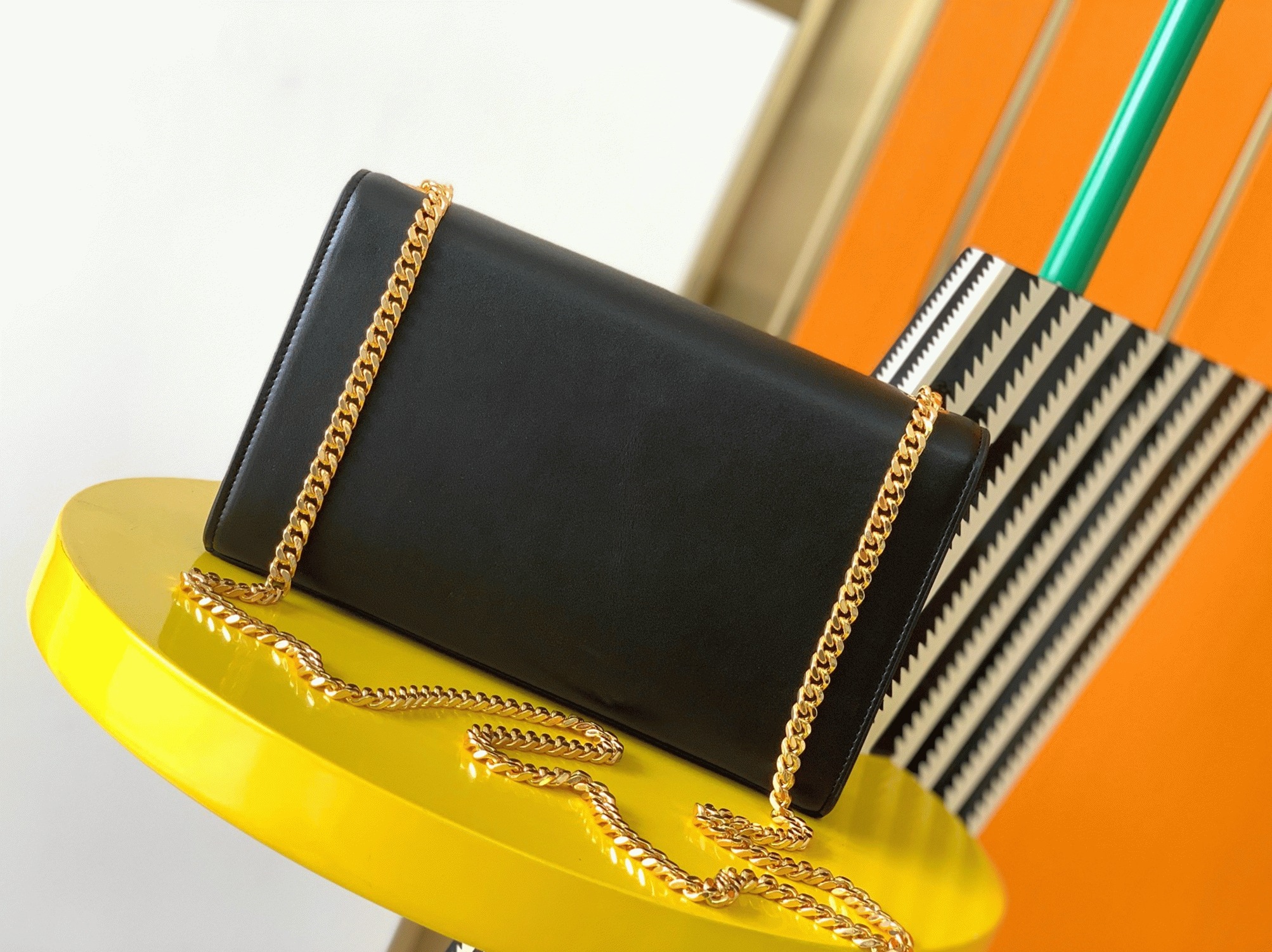 Fake Saint Laurent Kate Medium Tassel Bag Black Smooth Leather