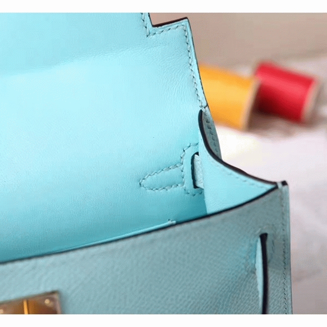 Blue Zephyr Epsom Copy Designer Hermes Kelly 20cm Handbag