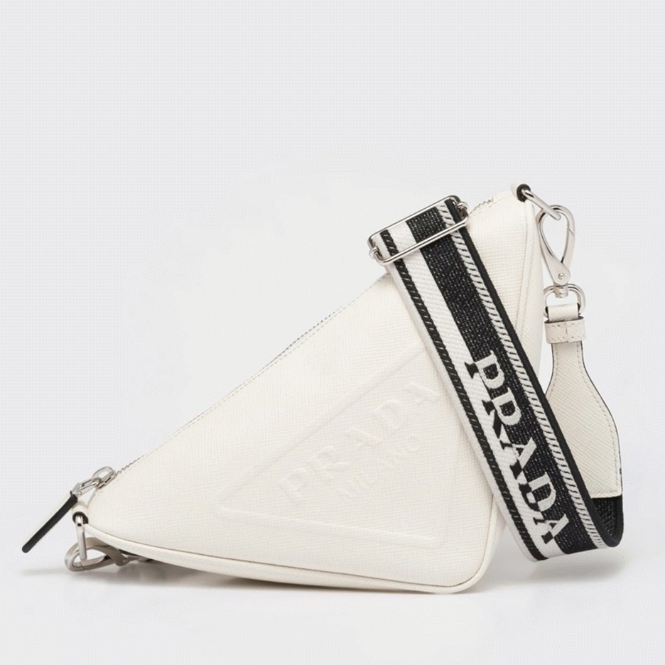 Prada Triangle Shoulder Bag Fake in White