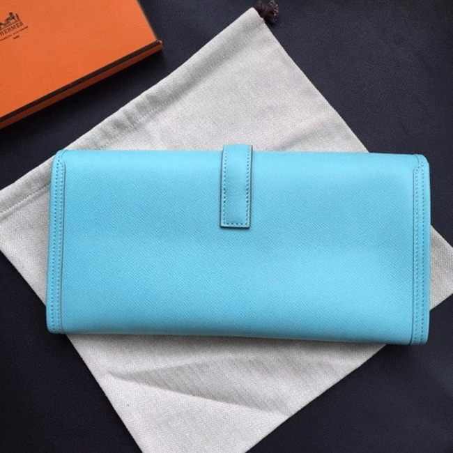 Celeste Epsom Fake Hermes Jige Elan 29 Sleek Clutch Bag