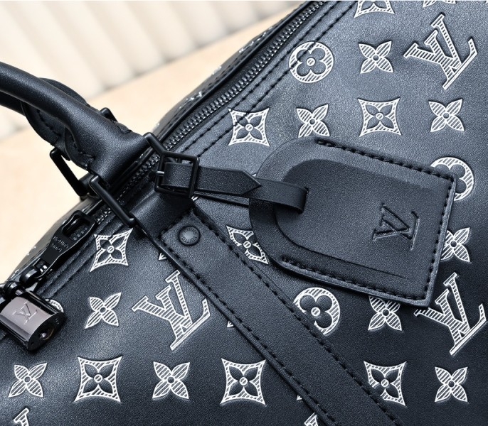 LV Monogram Shadow Keepall Bandouliere 50 In Black