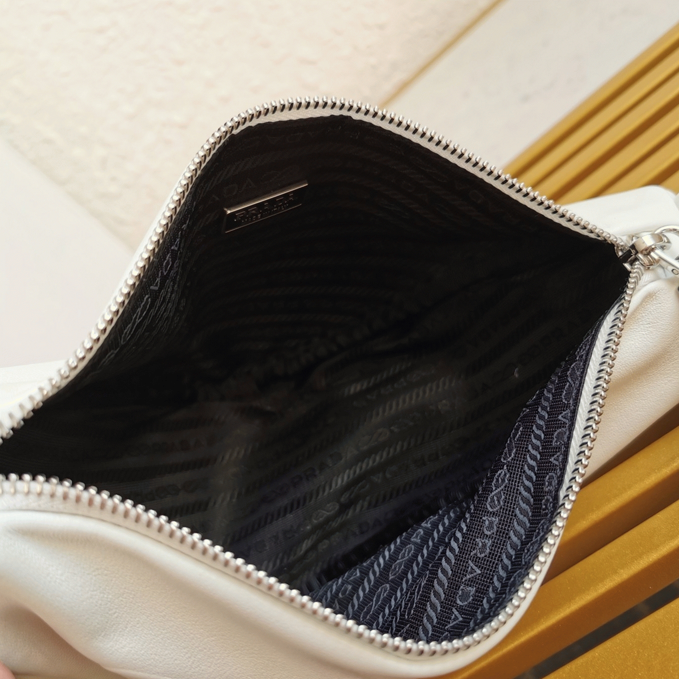 Prada Triangle Shoulder Bag Fake in White