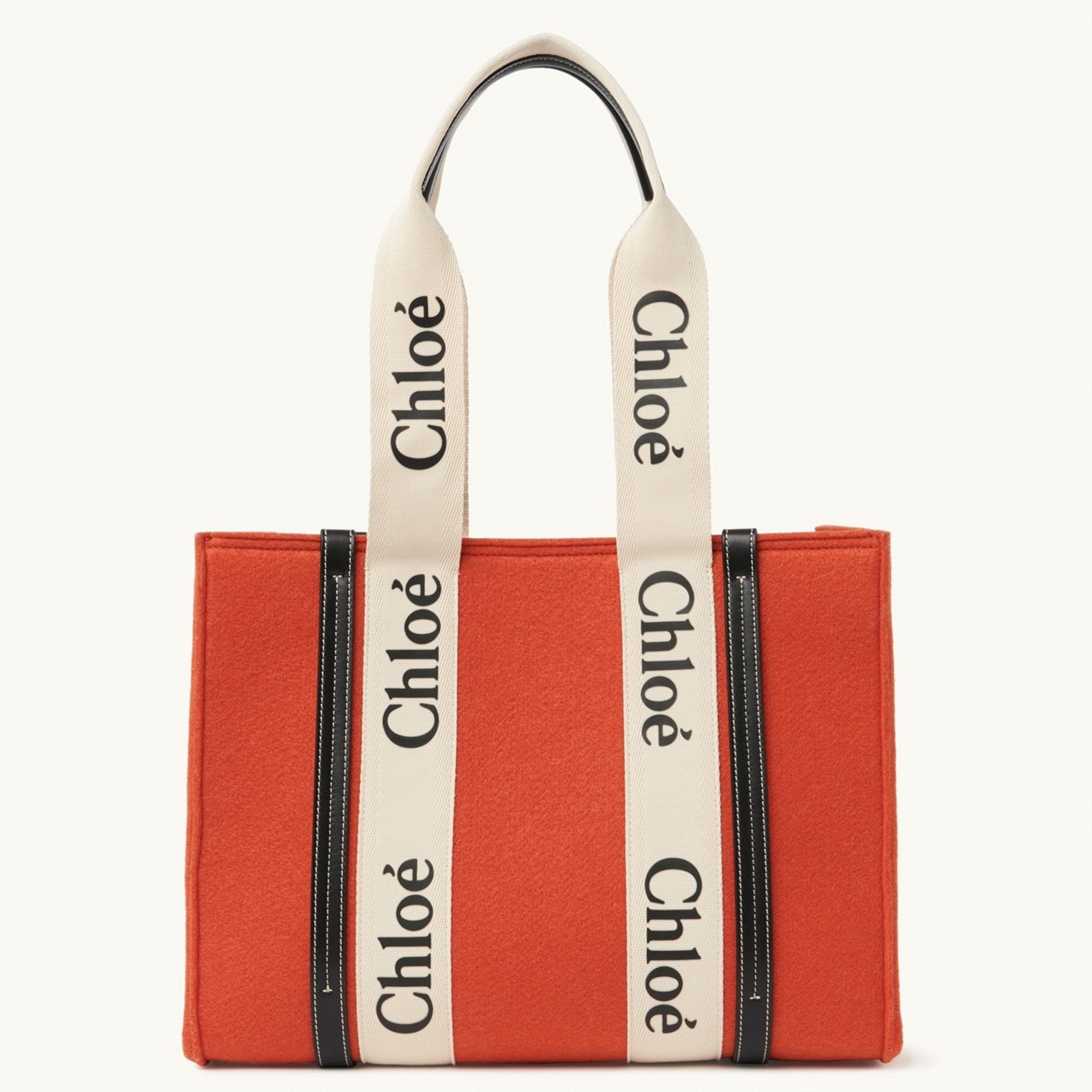 Top Quality Fake Chloe Medium Woody Tote Bag In Orange Felt