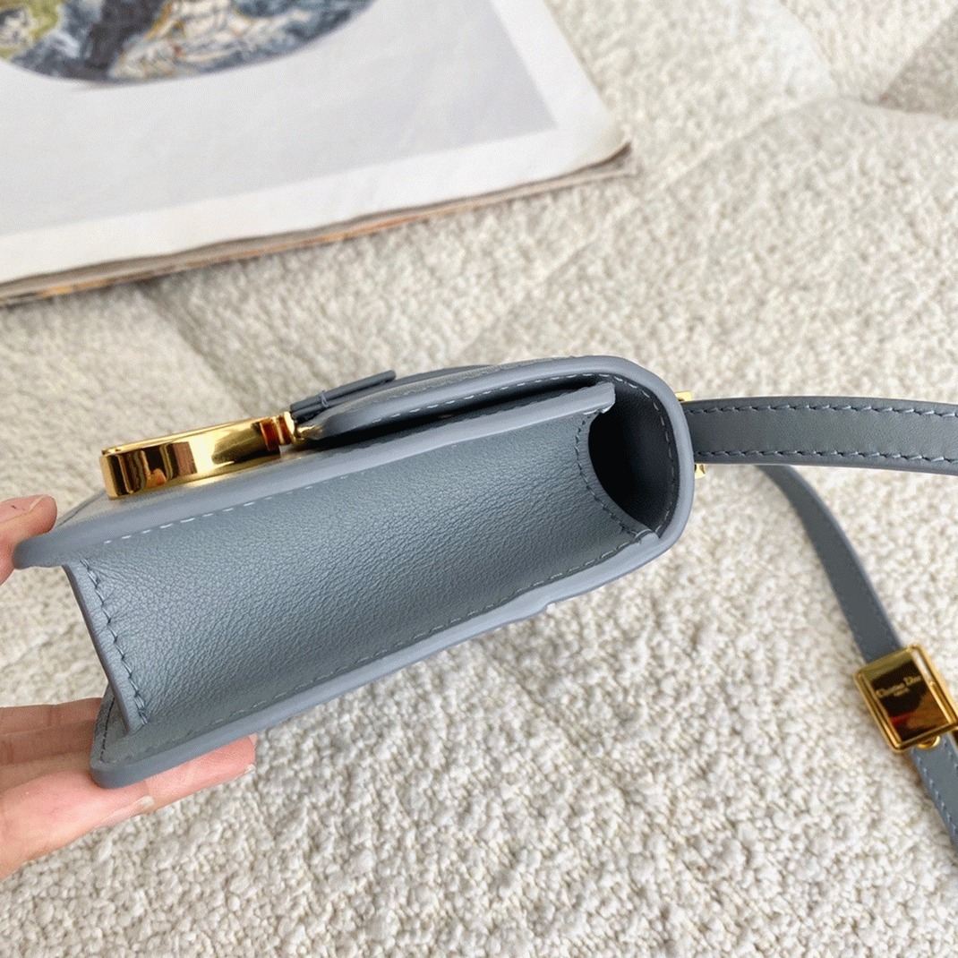 Dior 30 Montaigne Micro Bag Knockoff in Grey Box Calfskin