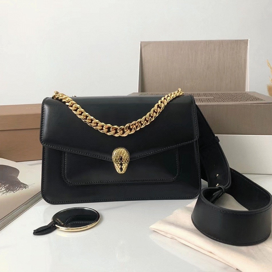 Fake Bvlgari Serpenti Forever Medium Crossbody Bag with Chain Black