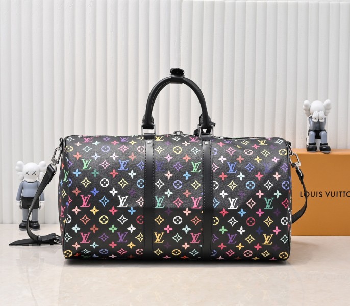 LV X TM Multicolored Keepall Bandouliere 50 In Black