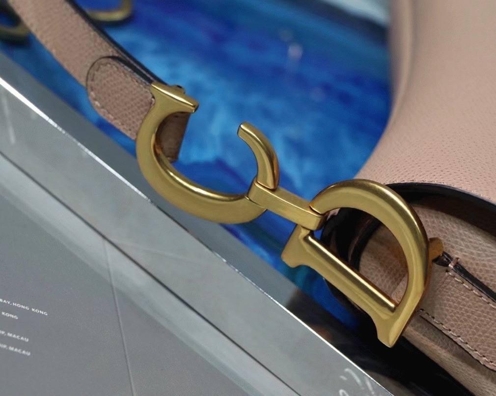 Dior Saddle Bag Fake in Blush Grained Calfskin