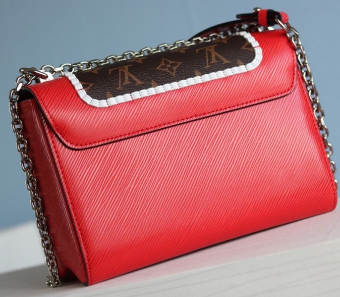 Louis Vuitton Epi Leather Twist MM Canvas Trompe loeil Braid Bag In Red