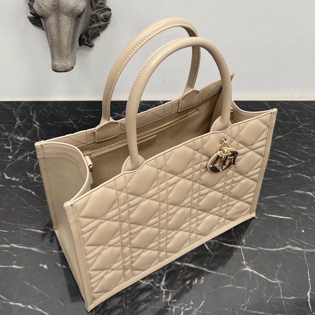 Dior Medium Book Tote Bag Fake with Strap in Beige