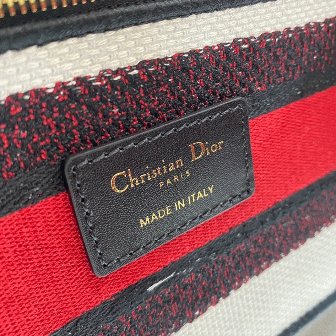 Dior Lady D-Lite Medium Bag Replica in White Multicolor Cupidon Embroidery